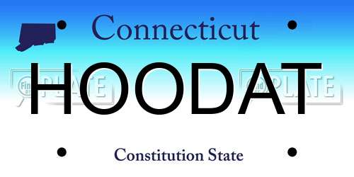 HOODAT Connecticut License Plate