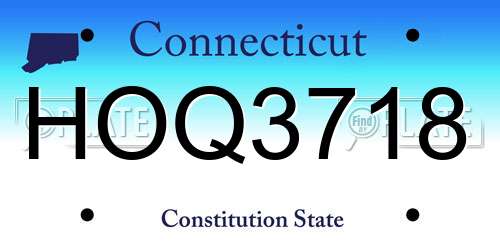 HOQ3718 Connecticut License Plate