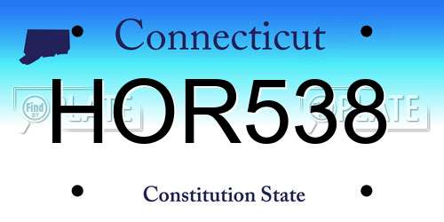 HOR538 Connecticut License Plate