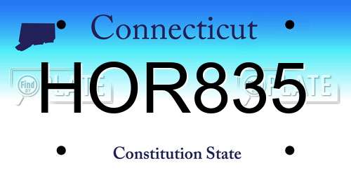 HOR835 Connecticut License Plate