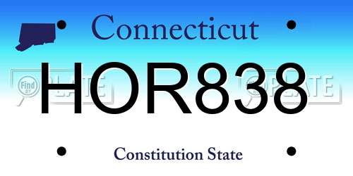 HOR838 Connecticut License Plate