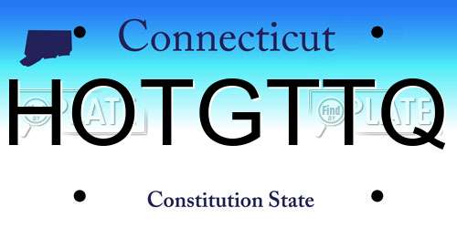 HOTGTTQ Connecticut License Plate