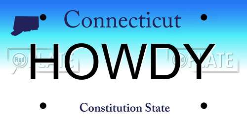 HOWDY Connecticut License Plate