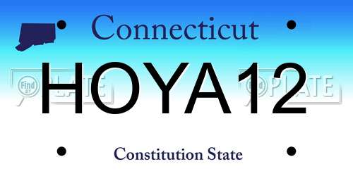 HOYA12 Connecticut License Plate