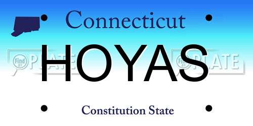 HOYAS Connecticut License Plate