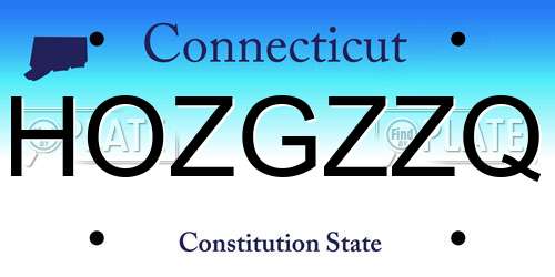 HOZGZZQ Connecticut License Plate