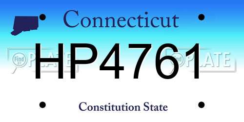 HP4761 Connecticut License Plate