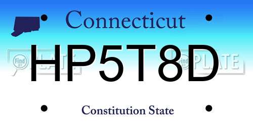 HP5T8D Connecticut License Plate