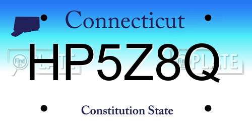 HP5Z8Q Connecticut License Plate
