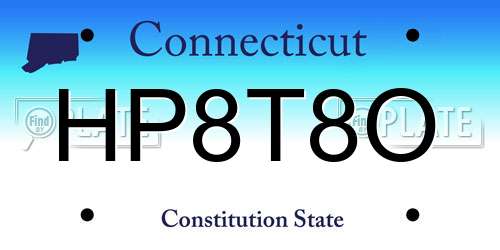 HP8T8O Connecticut License Plate