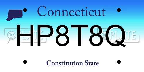 HP8T8Q Connecticut License Plate