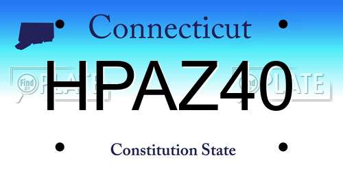 HPAZ40 Connecticut License Plate