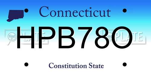 HPB78O Connecticut License Plate