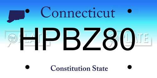 HPBZ80 Connecticut License Plate