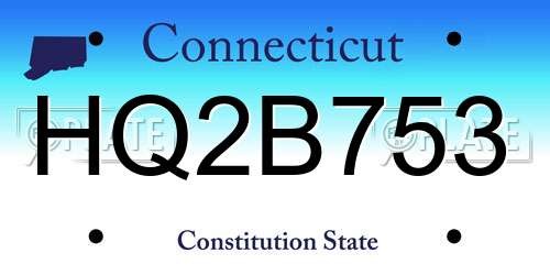 HQ2B753 Connecticut License Plate