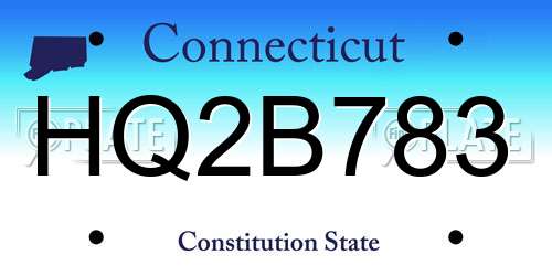 HQ2B783 Connecticut License Plate