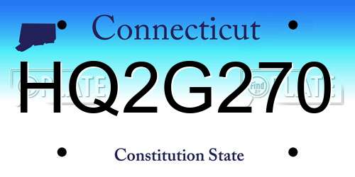 HQ2G270 Connecticut License Plate