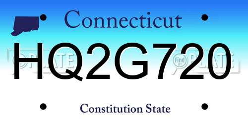 HQ2G720 Connecticut License Plate