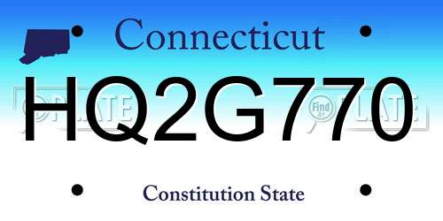 HQ2G770 Connecticut License Plate