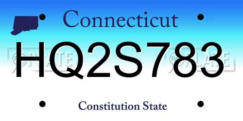 HQ2S783 Connecticut License Plate
