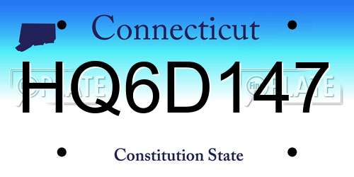 HQ6D147 Connecticut License Plate