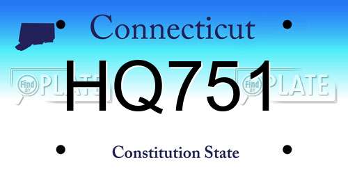 HQ751 Connecticut License Plate