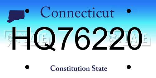 HQ76220 Connecticut License Plate