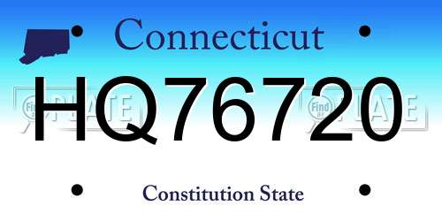 HQ76720 Connecticut License Plate