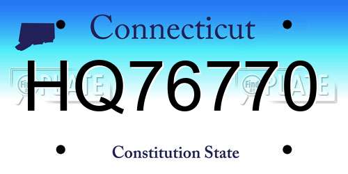 HQ76770 Connecticut License Plate