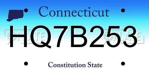HQ7B253 Connecticut License Plate