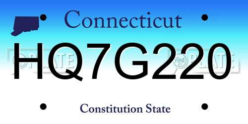 HQ7G220 Connecticut License Plate
