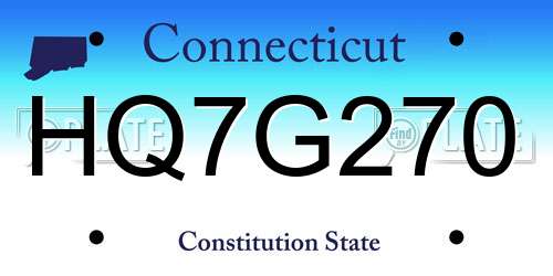 HQ7G270 Connecticut License Plate