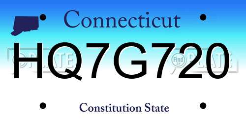 HQ7G720 Connecticut License Plate