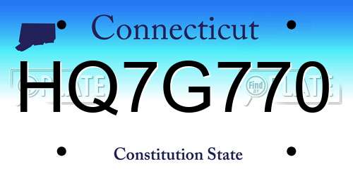 HQ7G770 Connecticut License Plate