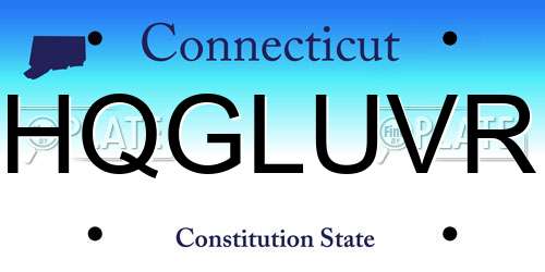 HQGLUVR Connecticut License Plate