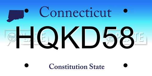 HQKD58 Connecticut License Plate