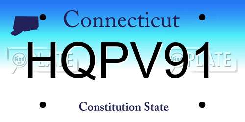 HQPV91 Connecticut License Plate