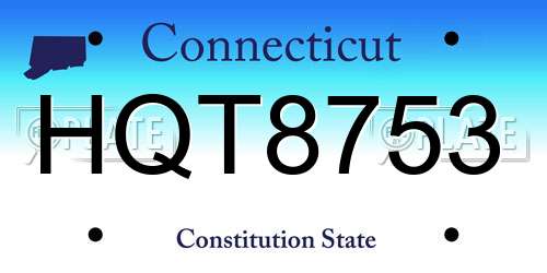 HQT8753 Connecticut License Plate