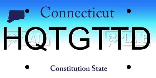 HQTGTTD Connecticut License Plate