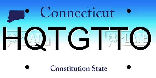 HQTGTTO Connecticut License Plate