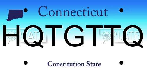 HQTGTTQ Connecticut License Plate
