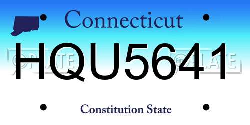 HQU5641 Connecticut License Plate