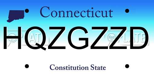 HQZGZZD Connecticut License Plate