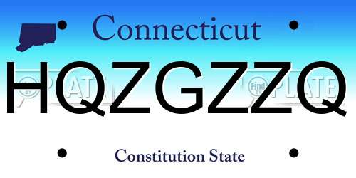 HQZGZZQ Connecticut License Plate