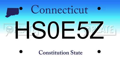 HS0E5Z Connecticut License Plate