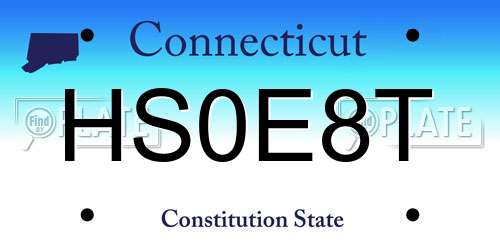 HS0E8T Connecticut License Plate