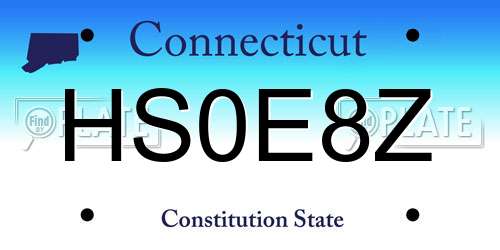 HS0E8Z Connecticut License Plate