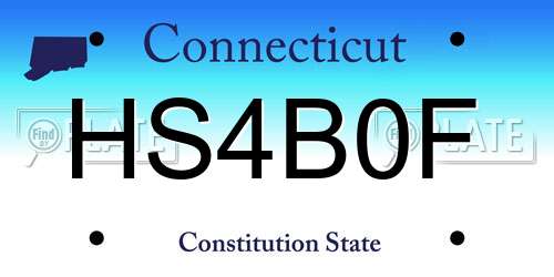 HS4B0F Connecticut License Plate