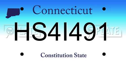 HS4I491 Connecticut License Plate