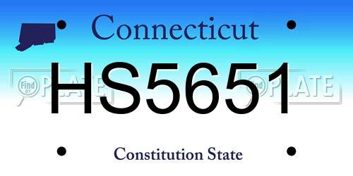HS5651 Connecticut License Plate